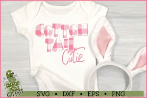 Cotton Tail Cutie Easter Phrase Buffalo Plaid SVG File