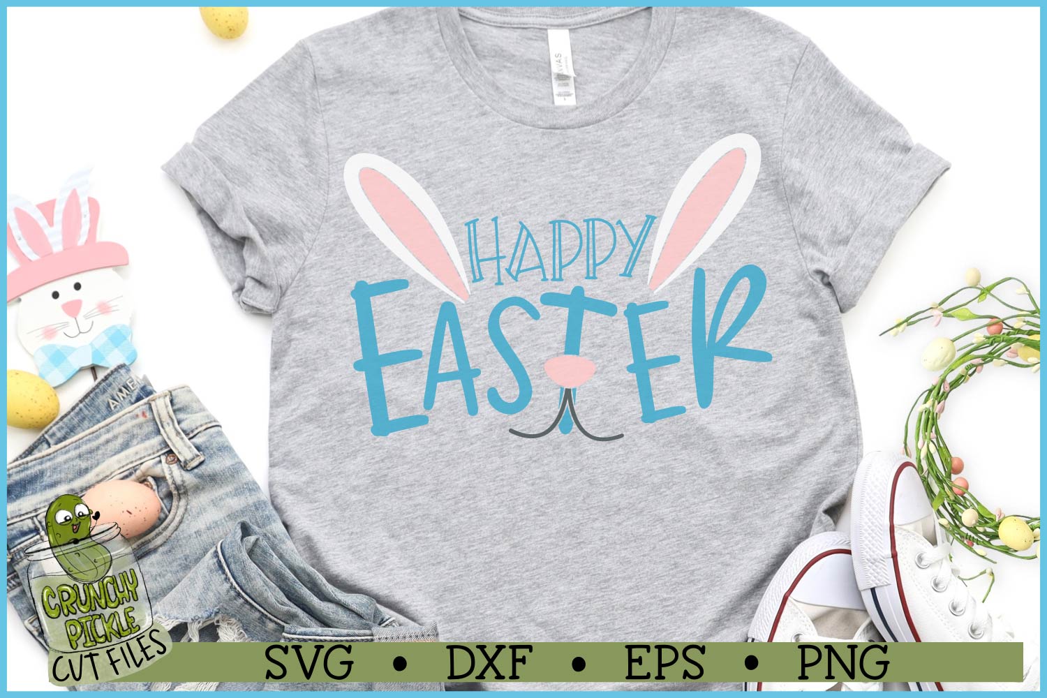 Happy Easter Bunny Face SVG File - Image 3