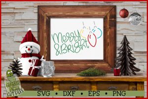 Merry & Bright Christmas Ornaments SVG File