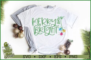 Merry & Bright Star Lights Christmas SVG File