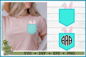 Pickle Pockets - Monogram Pocket Bunny Ears Easter SVG