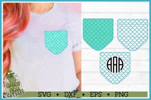 Pickle Pockets - Monogram Pocket Mermaid Scales SVG File