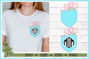 Pickle Pockets - Monogram Pocket Mom Flowers SVG File