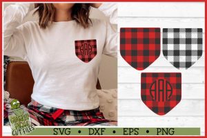Pickle Pockets - Monogram Faux Pocket Plaid SVG Cut File
