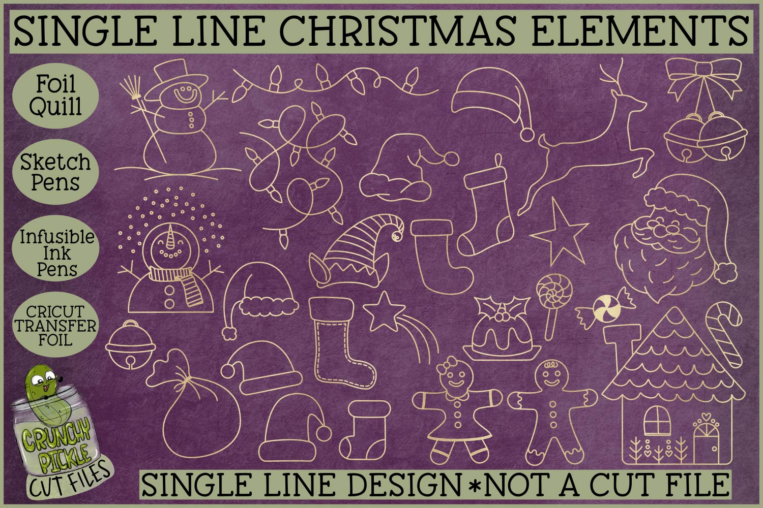 Foil Quill Christmas Things Single Line Sketch SVG Files