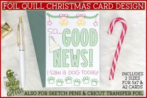 Foil Quill Elf Christmas Card SVG / Good News Single Line Sketch SVG