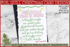 Foil Quill Christmas Card SVG / Elf Invitation Single Line Sketch SVG