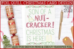 Foil Quill Elf Christmas Card SVG / Son of a Nutcracker Single Line Sketch SVG