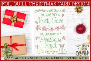 Foil Quill Elf Christmas Card SVG / Pretty Face Single Line Sketch SVG