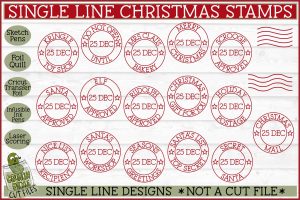 Foil Quill Christmas Date Stamps / Single Line Sketch SVG Files