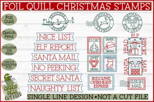 Foil Quill Christmas Stamps/ Single Line Sketch SVG Files