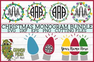 Christmas Lights Monogram SVG Bundle