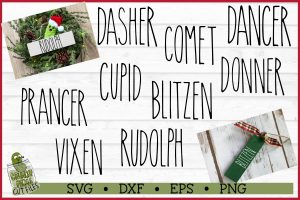 Reindeer Names Skinny Words Christmas SVG File