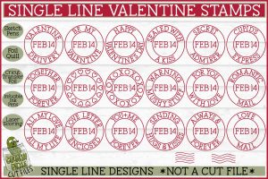 Foil Quill Valentine Stamps SVG / Single Line Sketch SVG Files