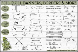 Foil Quill Banners, Borders & More / Single Line Sketch SVG Files