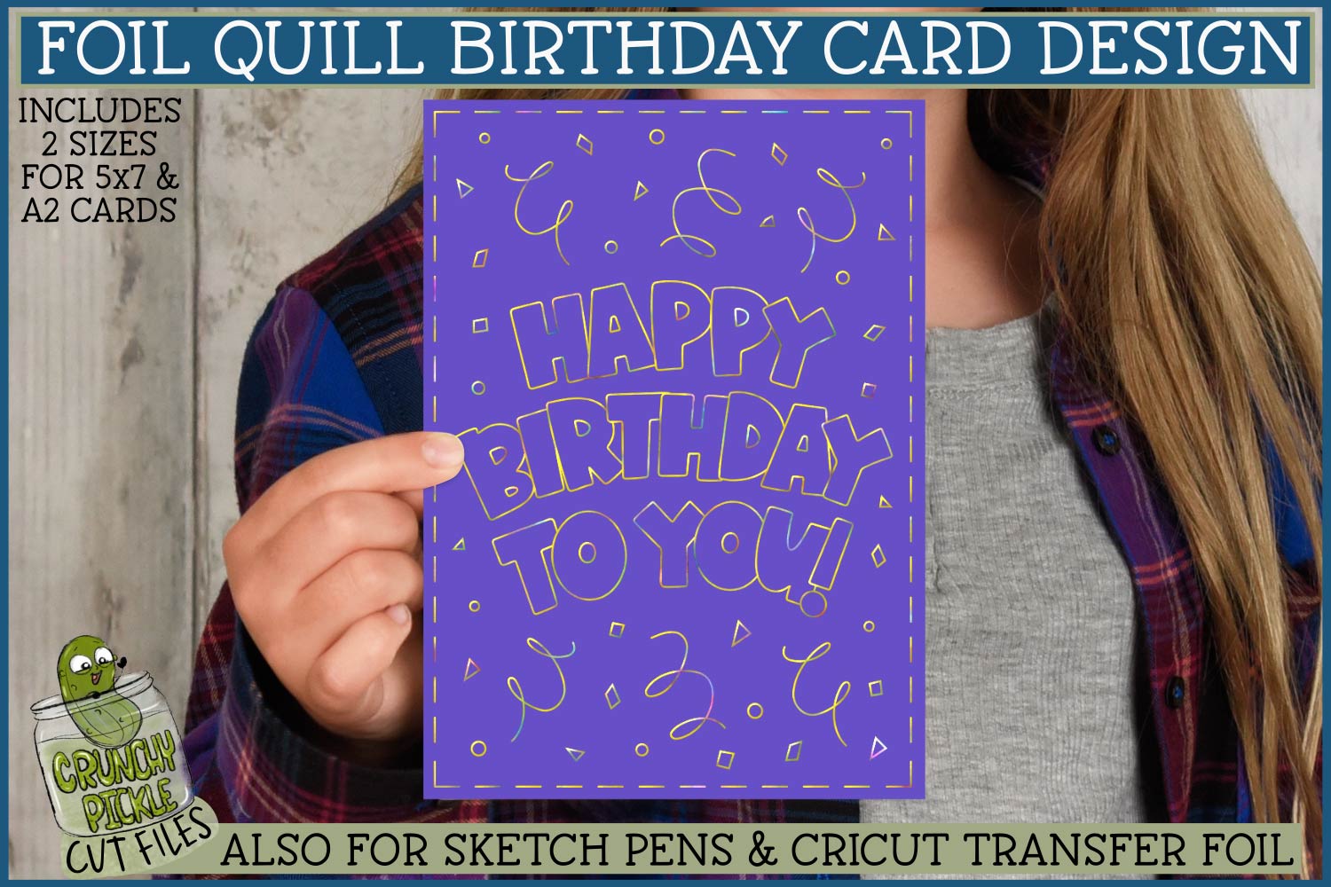 Foil Quill Birthday Card - Confetti / Single Line Sketch SVG File