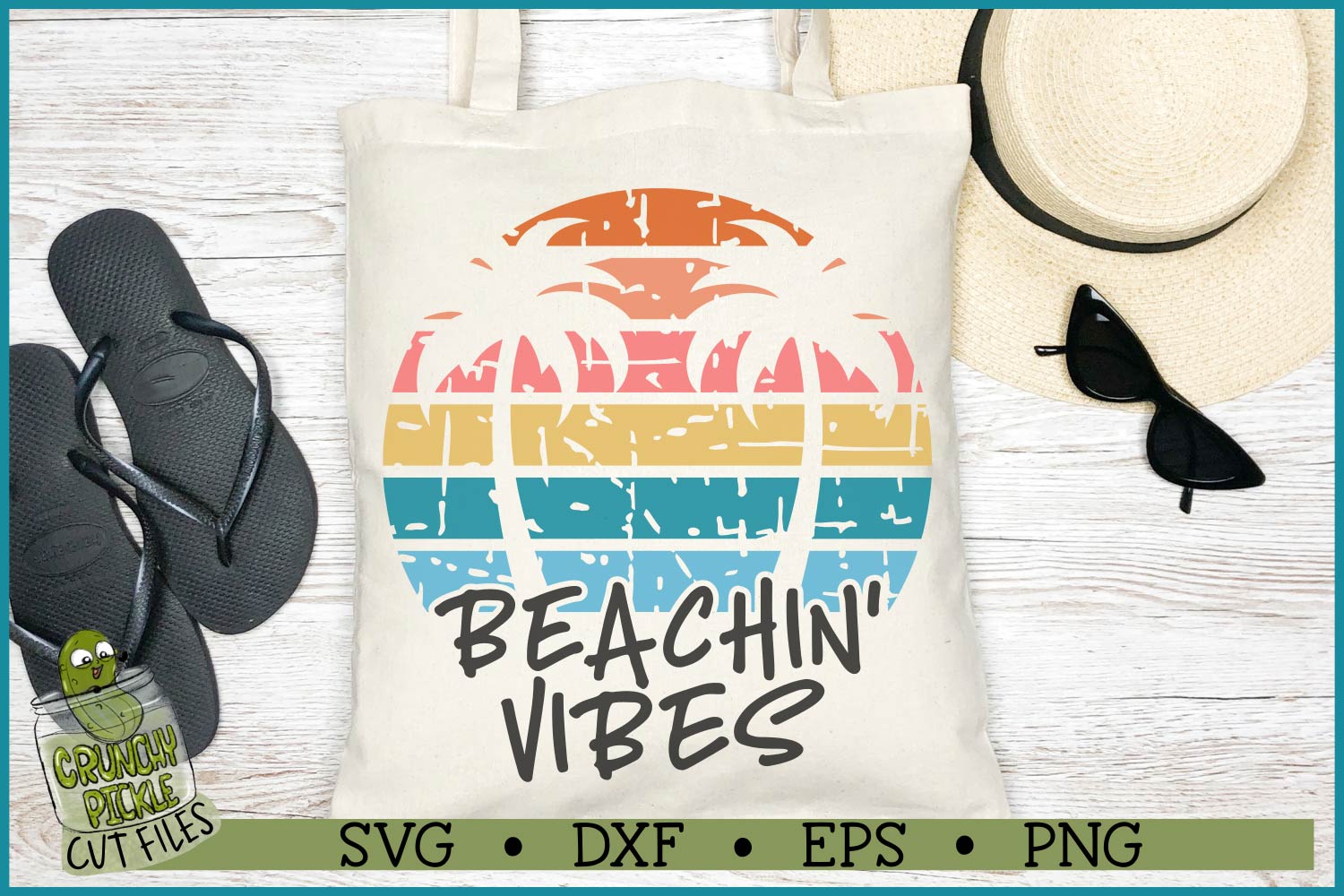 Beachin' Vibes Distressed SVG File - Image 2