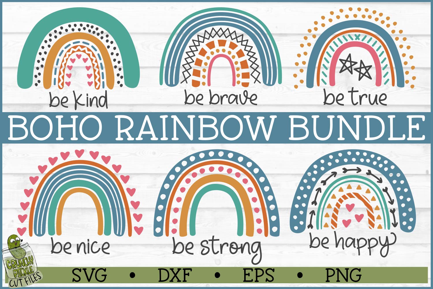 Boho Rainbow Inspirational SVG Bundle