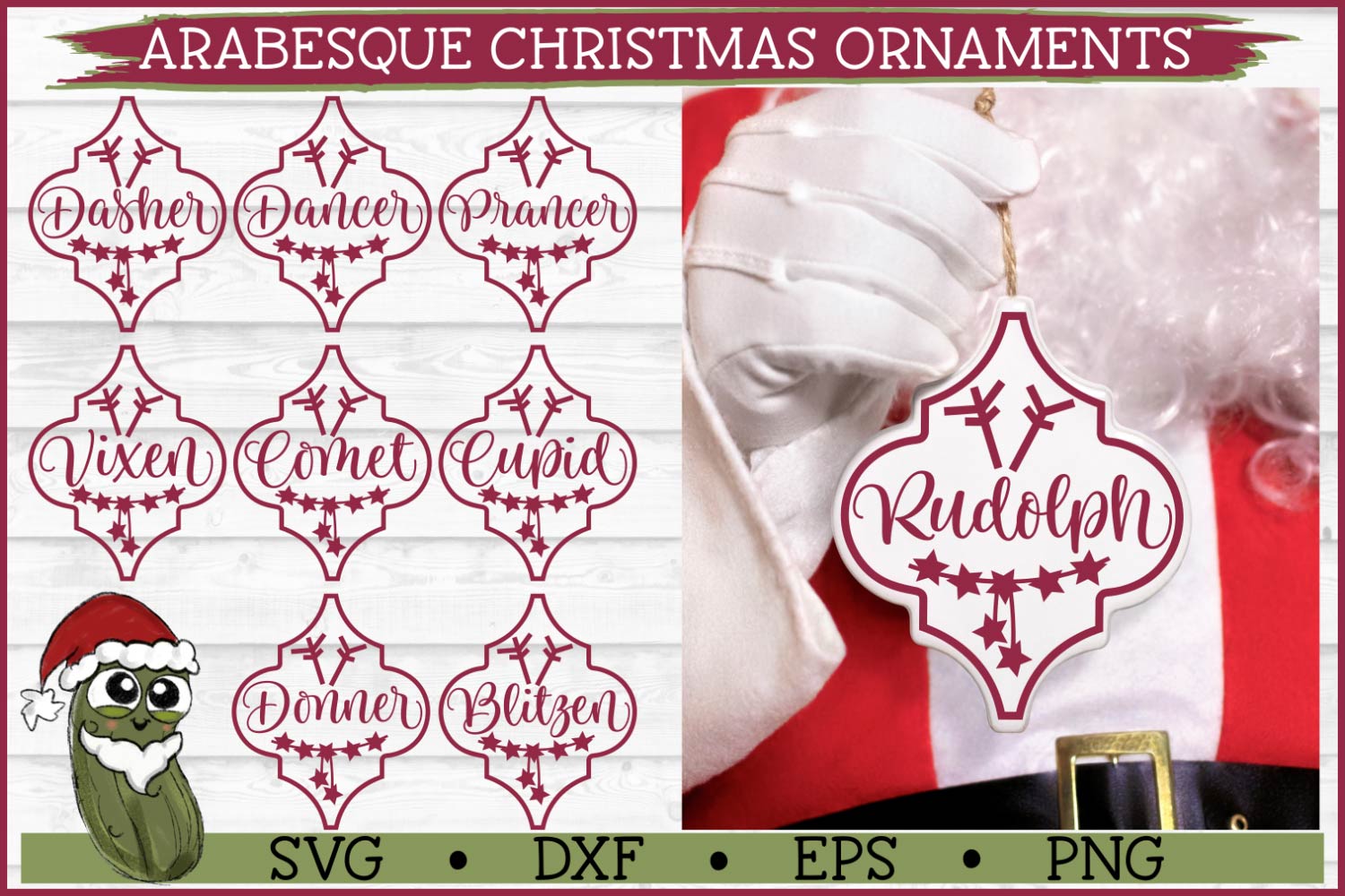 Arabesque Tile Reindeer Christmas Ornaments SVG Bundle