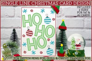 Foil Quill Christmas Card - Ho Ho Ho, Single Line Sketch SVG