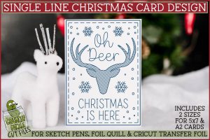 Foil Quill Christmas Card - Oh Deer / Single Line Sketch SVG