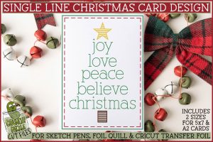 Foil Quill Christmas Card - Word Tree / Single Line Sketch SVG
