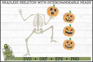 Headless Skeleton Pumpkin Head Halloween SVG File
