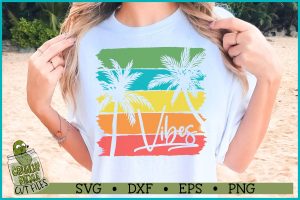 Palm Tree Vibes Distressed Strips SVG File
