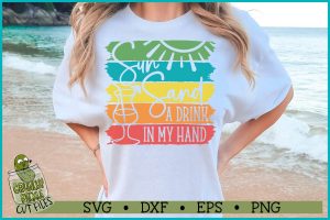 Sun Sand Drink in my Hand Distressed Strips SVG File