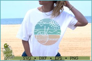 Beach Distressed Circle Coconut Drink SVG File