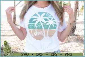 Beach Distressed Circle Palm Trees SVG File
