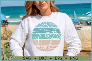 Beach Distressed Circle Umbrella SVG File
