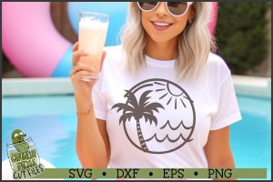 Beach Frame Circle Palm Tree SVG File