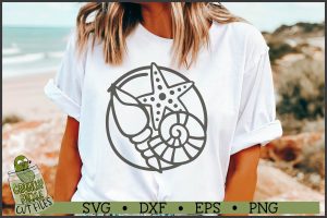 Beach Frame Circle Seashells SVG File