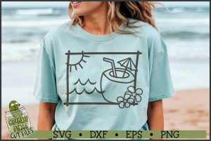 Beach Frame Horizontal Coconut Drink SVG File