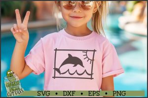 Beach Frame Horizontal Dolphin SVG File