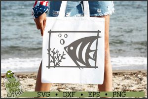 Beach Frame Horizontal Fish SVG File