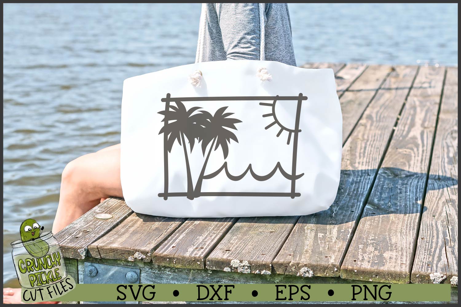 Beach Frame Horizontal Palm Trees SVG File