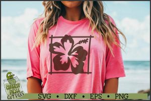 Beach Frame Square Hibiscus SVG File