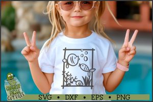 Beach Frame Vertical 2 Fish SVG File