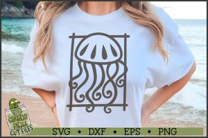 Beach Frame Vertical Jellyfish SVG File