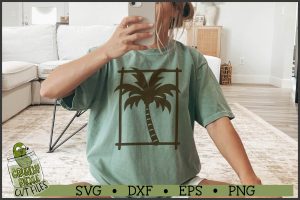 Beach Frame Vertical Palm Tree SVG File