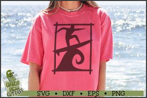 Beach Frame Vertical Surfer SVG File