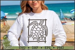 Beach Frame Vertical Sea Turtle SVG File
